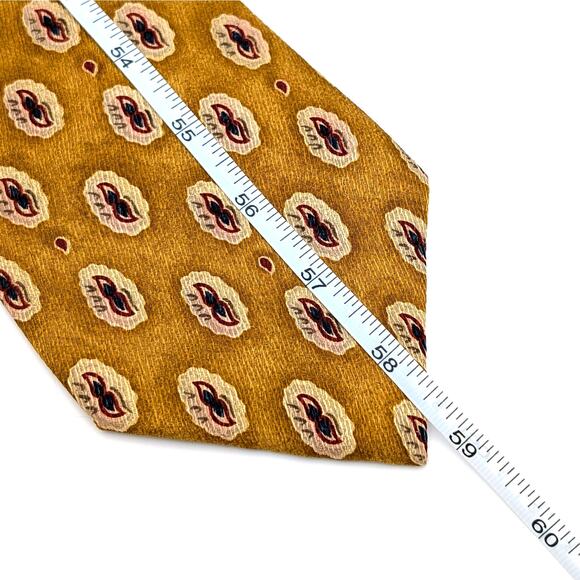Vintage Nautica Silk Tie Gold Abstract Geometric Preppy 90s Retro Made in USA - Picture 9 of 9